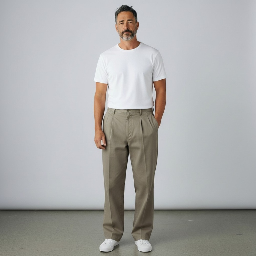 Polo Ralph Lauren Mens Pleated Chino Pants Taupe Brown Cotton 37